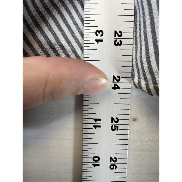 Monteau Los Angeles Shirt Womens Small Black White Striped Peplum V-Neck Casual - Picture 4 of 10